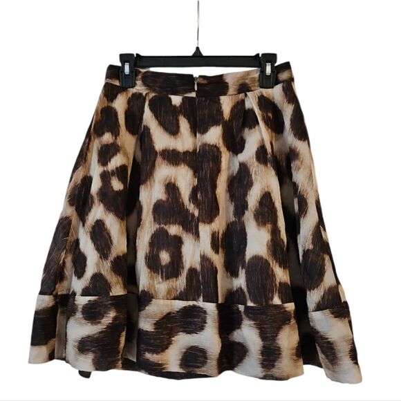 Calvin Klein Women’s Animal Print Pleated Full A Line Skirt Tan Brown Size 6 - Picture 2 of 8